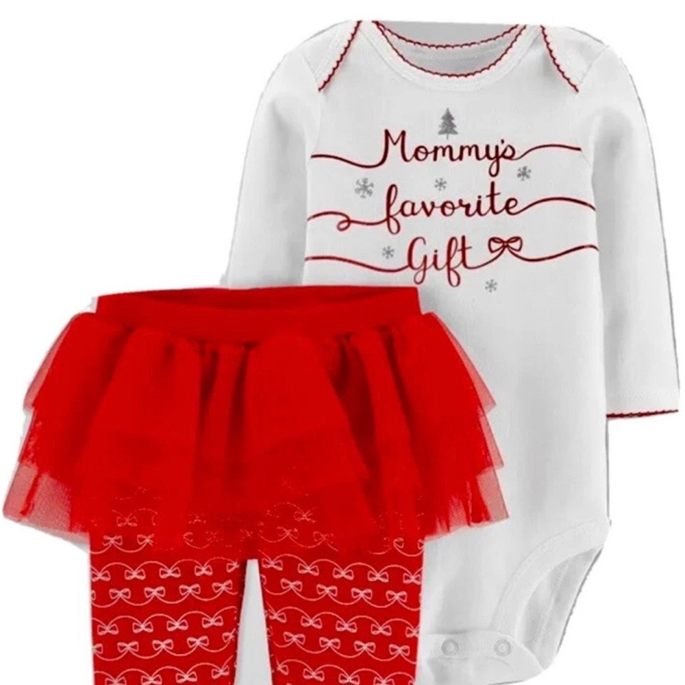 Just One You Mommy’s Favorite Gift Christmas Bodysuit Leggings +Tutu Newborn NWT